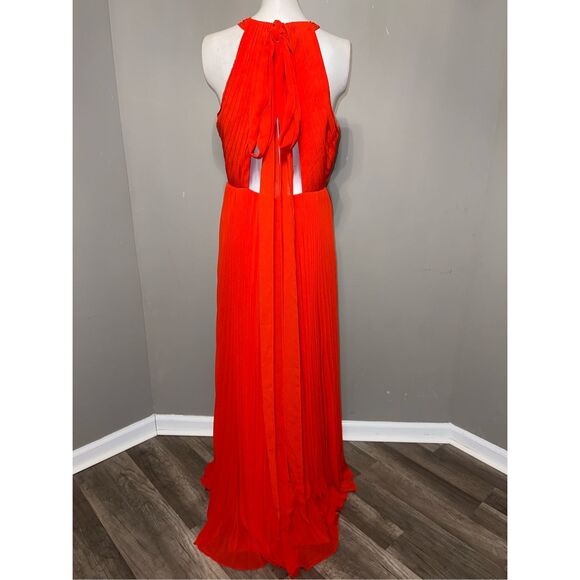 NWT ML MONIQUE LHUILLIER Sleeveless Pleated Chiffon Dress US 4 $695 - Picture 9 of 11